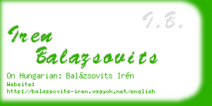iren balazsovits business card